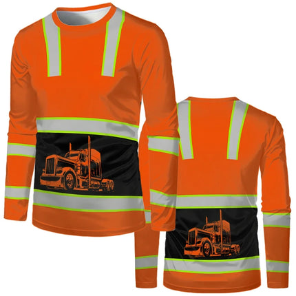 Construction worker workwear, classic loose round-neck T-shirt, long-sleeved shirt, comfortable breathable workwear