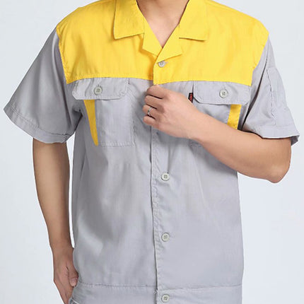 Men Women Short Sleeve Work Coat Workshop Shirts Motor Mechanic Uniform with Two-pocket T-shirts Man Workshop Overalls Top-KarWorkwear