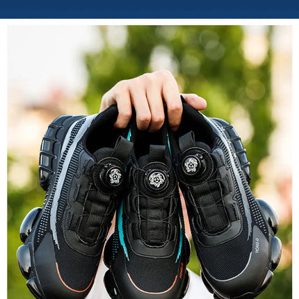 Rotating Button Men Safety Shoes Protective Sneakers Steel Toe Cap Anti-smash Work Shoes Fashion Indestructible Boots Security-KarWorkwear