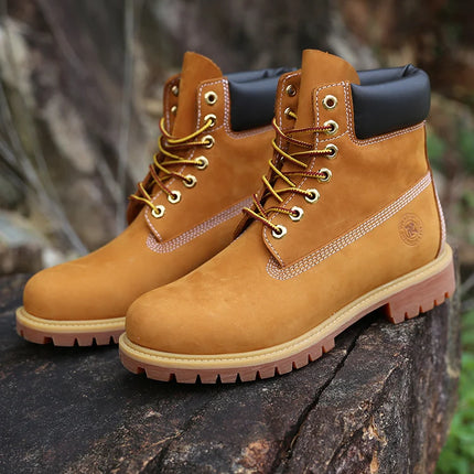 New Work Boots Men's Original Comfy Shoes Outdoor Hiking Leather Casual Shoes For Men Basic Boots Waterproof Yellow Boots