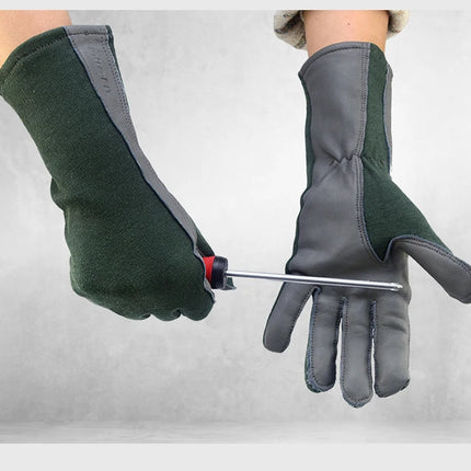 XYEHS 1 Pair Long/Short Cuff Leather Military Uniform Supply Pilot Safety Work Gloves Fire-Resistant Aramid Flight Gloves-KarWorkwear