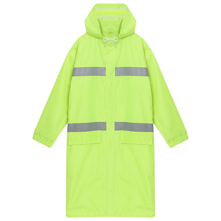 Adult Solid Color Raincoat Long Sleeve Hooded Reflective Stripe Jacket Traffic Office/Firefighter Work Uniform Emergency Poncho-KarWorkwear