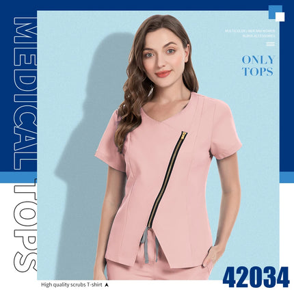 Dental Hospital Medical Scrubs Tops Women V-Neck Surgical Nurse Uniforms Blouse Pet Veterinary Scrubs Workwear Wholesale Prices-KarWorkwear