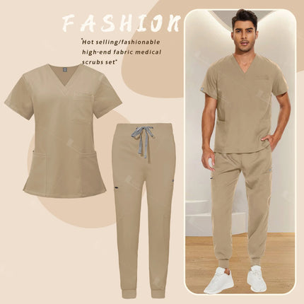 Red Nursing Uniforms Unisex Medical Top Pants Clinical Uniform Men Nursing Clothes Doctor Nurse Scrubs Sets Dentist Vet Workwear-KarWorkwear