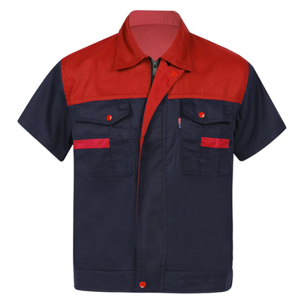 Men Women Short Sleeve Work Coat Workshop Shirts Motor Mechanic Uniform with Two-pocket T-shirts Man Workshop Overalls Top-KarWorkwear