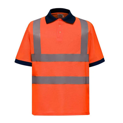 Hi Vis Short Sleeve Polo Short Safety Polo Shirt Navy Yellow Orange High Visibility Reflective Work Shirts