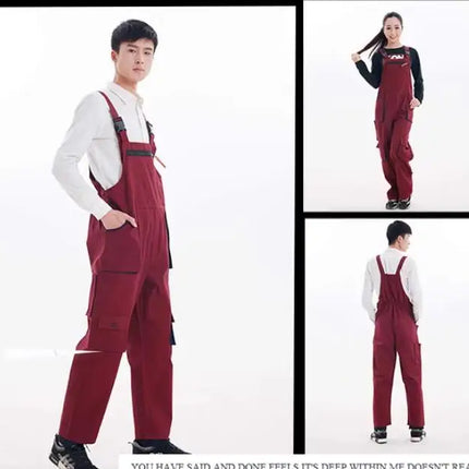 Bib Overalls Mens Women Work Clothing Plus Size Protective Coveralls Strap Jumpsuit Multi Pockets Uniform Sleeveless Cargo Pants-KarWorkwear