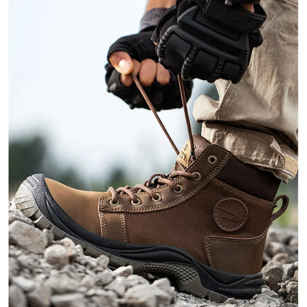 Safety shoes men's leather welding shoes anti-smashing, anti-puncture, non-slip sports Steel toe soft work boots for women-KarWorkwear