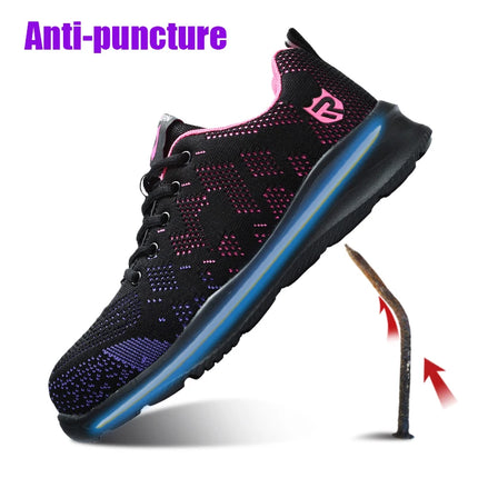 LARNMERN Safety Shoes for Women Anti-puncture Steel Toe Shoes Breathable Non Slip Work Shoes  Sneakers-KarWorkwear