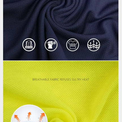Hi Vis Short Sleeve Polo Short Safety Polo Shirt Navy Yellow Orange High Visibility Reflective Work Shirts