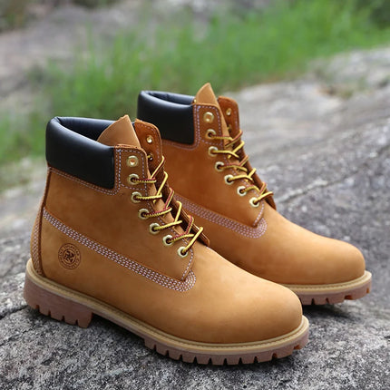 New Work Boots Men's Original Comfy Shoes Outdoor Hiking Leather Casual Shoes For Men Basic Boots Waterproof Yellow Boots