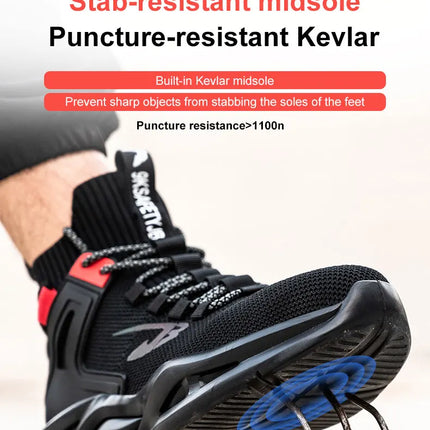 Luminous Steel Toe Boots For Men Non-slip Work Boots Indestructible Shoes Kitchen Restaurant Safety Boots Male Footwear 36-48-KarWorkwear