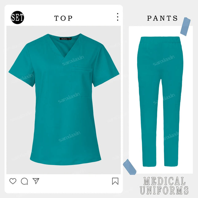 Women Men Straight Pants Set Medical Nurse Uniform Hospital Work Clothes Dentist Overalls Nursing Accesorios Surgical Scrub Set-KarWorkwear