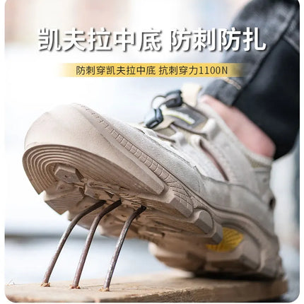 Safety Shoes Men Summer Breathable Work Sandals Men Anti-smash Anti-puncture Indestructible Shoes Work Sneakers Protective Shoes-KarWorkwear