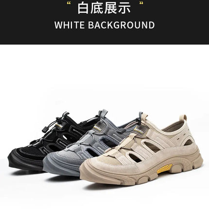 Safety Shoes Men Summer Breathable Work Sandals Men Anti-smash Anti-puncture Indestructible Shoes Work Sneakers Protective Shoes-KarWorkwear