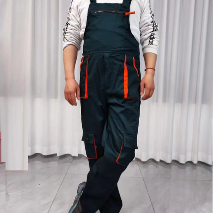 Bib Overalls Men's Work Clothes Plus Size Protective Coveralls Strap Jumpsuit Multi Pockets Uniform Work Dungarees Cargo Pants-KarWorkwear