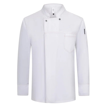 grey Chef uniform Long Sleeve chef jacket Cook Coat Chef T-shirt Baker Work Uniform Waiter Restaurant Hotel Clothes women Logo-KarWorkwear