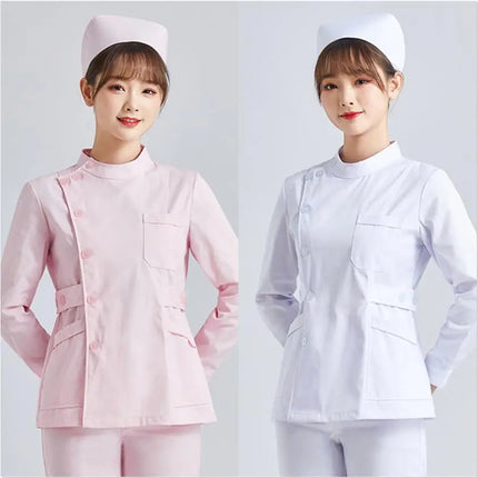 White Short Sleeve scrubs uniforms women Pet Grooming Clinic Nursing Clothes Workwear Nurse Scrub Work Pink Medical Uniform-KarWorkwear
