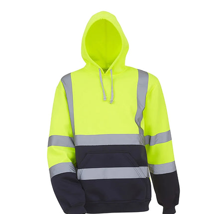 Reflective Hoodie Reflective Strip Men's Hoodie Coat with Drawstring Closure for Outdoor Work Safety Warm Cold-proof Overalls