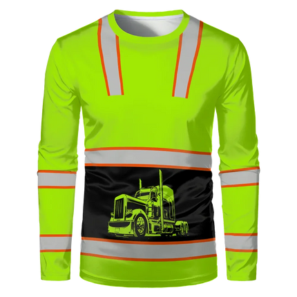 Construction worker workwear, classic loose round-neck T-shirt, long-sleeved shirt, comfortable breathable workwear