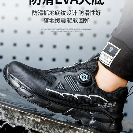 Rotating Button Men Shoes Security Sneakers Steel Toe Shoes Puncture-Proof work Shoes Anti-smash Sport Safety Shoes Protective-KarWorkwear