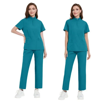 Hospital Doctor Nursing Uniform Women Wholesale Casual Short Sleeved V-neck Jogger Suits Nurse Pharmacy Working Medical Uniforms-KarWorkwear