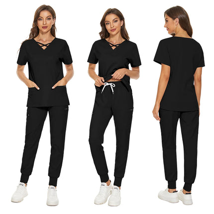 Beauty Salon Women Work Uniforms Plus Size Short-sleeved Health Services Suits Working Suits Summer Fashion Pet Scrubs Costume-KarWorkwear