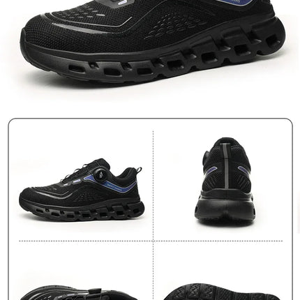 Fashion Rotating Button Men Work Safety Shoes Puncture-Proof Steel Toe Cap Sneakers Indestructible Protective Male Boots-KarWorkwear