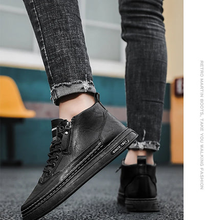 Men's boots four seasonal outdoor workwear boots male casual boots fashion soft sole comfortable leather sports boots men's shoe