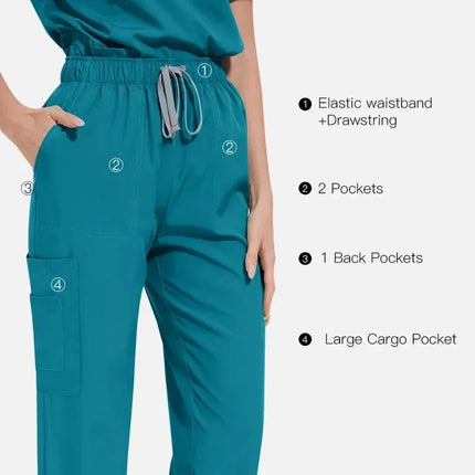 Hospital Doctor Nursing Uniform Women Wholesale Casual Short Sleeved V-neck Jogger Suits Nurse Pharmacy Working Medical Uniforms-KarWorkwear