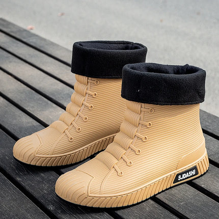 Versatile Casual Short-barreled Waterproof Shoes Men Women Lined With Fleece Warmth Anti-slip Wear-resistant Outdoors Rain Boots
