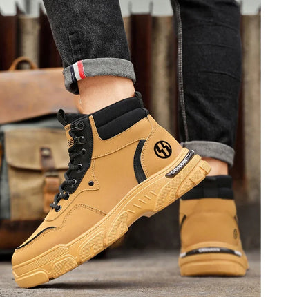 2025 autumn new breathable work boots for men, anti slip, wear-resistant, safety shoes, casual and comfortable sports shoes