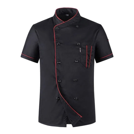 Chef Jacket Short  Sleeve  Cook Coat Barista Baker Work Uniform Waiter Restaurant Hotel Clothes-KarWorkwear