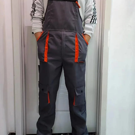 Bib Overalls Mens Women Work Clothing Plus Size Protective Coveralls Strap Jumpsuit Multi Pockets Uniform Sleeveless Cargo Pants-KarWorkwear