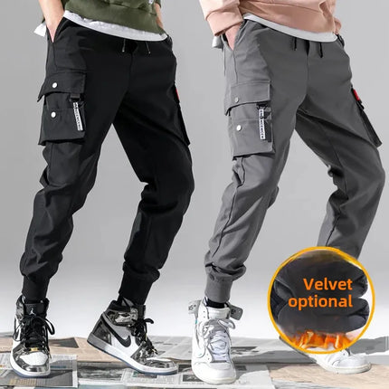 2023 Autumn Winter Casual Pants Men's Fleece-Lined Workwear Sweatpants Trendy Cargo Pants Factory Outlet