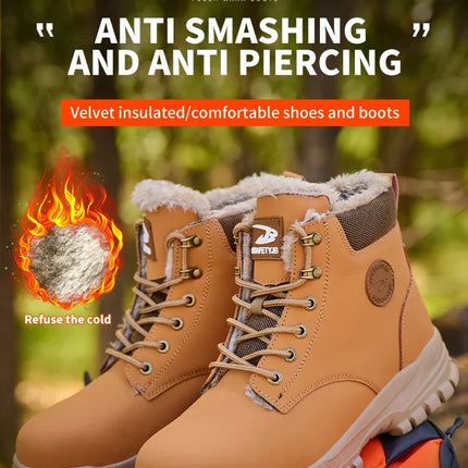 Latest 2024 Fashion Winter Warm Men's Work Safety Boots Waterproof Rugged Steel Toe Shoes Sneakers Safety Protection Coldproof