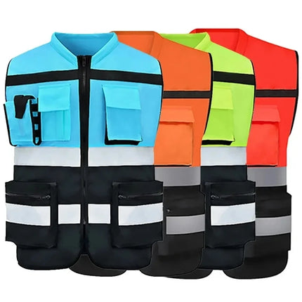 Workwear Vest With Logo Printing Night Construction Work Waistcoats Two Tone Vest Volunteer Uniform