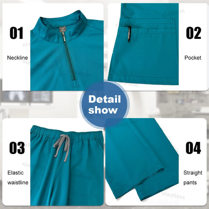 High Quality Hospital Nurse Scrubs Sets Male Men Unisex Scrub Top Pants Sets Slim Fit Medical Scrubs Healthcare Pharmacy Uniform-KarWorkwear