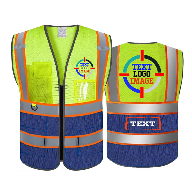 Mesh Safety Vest Customized Your Text Logo Reflective Motocycle Vest Hi Visibility Construction Work Uniform Security ANSI