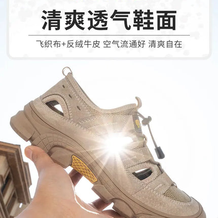 Safety Shoes Men Summer Breathable Work Sandals Men Anti-smash Anti-puncture Indestructible Shoes Work Sneakers Protective Shoes-KarWorkwear