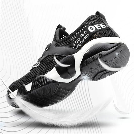 2024 New Men Steel Nose Safety Work Shoes Grid Lightweight Breathable Women Casual Sneaker Prevent Piercing Protective Boots 48-KarWorkwear