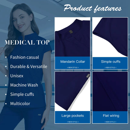 Pet Grooming Institution Scrubs Tops High Quality Spa Uniforms Unisex Stand Collar Work Clothes Medical Accessories Surgery Tops-KarWorkwear