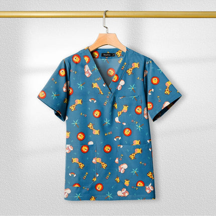 Short Sleeved Custom SPA Uniform Unisex Aesthetic Uniforms Printed Cotton Jacket Tops Fashion Surgical Gown Veterinary Work Wear-KarWorkwear
