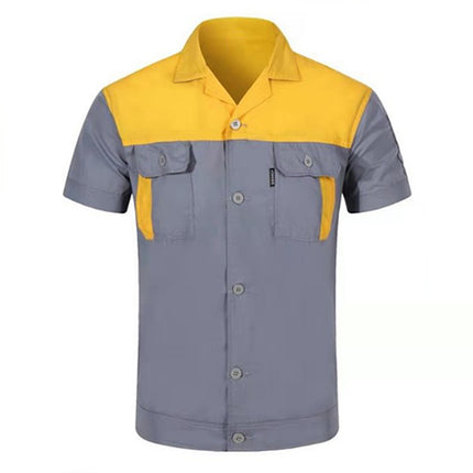 Men Women Short Sleeve Work Coat Workshop Shirts Motor Mechanic Uniform with Two-pocket T-shirts Man Workshop Overalls Top-KarWorkwear