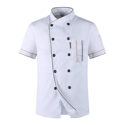 Chef Jacket Short  Sleeve  Cook Coat Barista Baker Work Uniform Waiter Restaurant Hotel Clothes-KarWorkwear