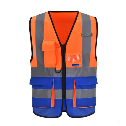 AYKRM High Visibility Reflective Vest  Safety Zip Pocket Hi Viz Security Waistcoats Multi Customized Logo Construction