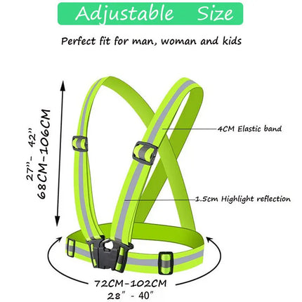 Reflective Safety Vests Lightweight Adjustable Elastic Vest Jacket Hi Vis Reflective Strips for Traffic Control Running Cycling