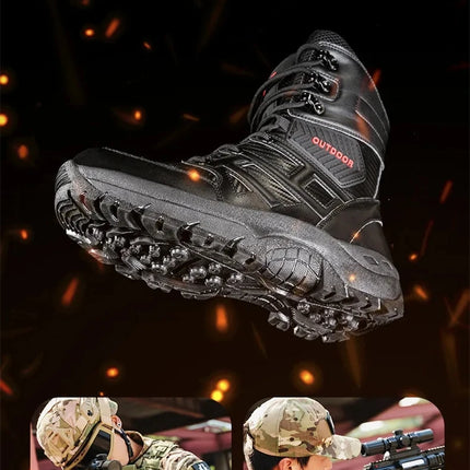 High Quality Men's Brand High-Top Leather Boots Breathable Desert Combat Men's Boots Outdoor Shoes Non-slip Hiking Ankle Boots