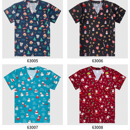 Men's Work Uniform Teeth Print Dentist Comfortable Short Sleeve Scrubs V-Neck Top Clinic Pharmacy Nursing Accessories Blouse New-KarWorkwear