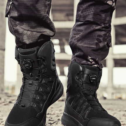 Large Outdoor Training Boots Men's Mountaineering Hiking Boots High Top Rotating Buckle Fashion Camouflage Sports Shoes-KarWorkwear